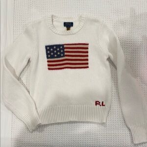 Polo by Ralph Lauren Women's White Sweater with Flag Design